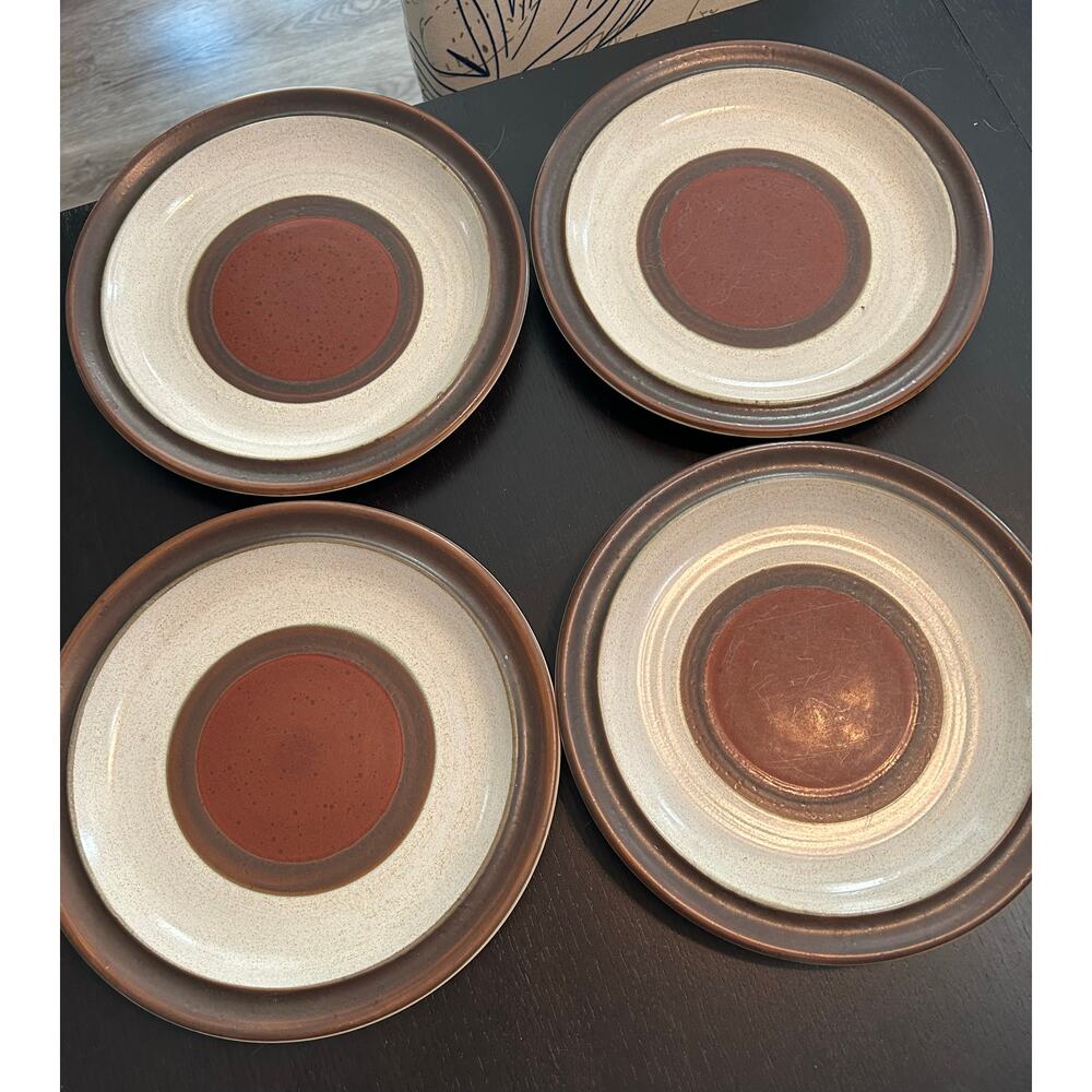 Set of 4 Vintage Denby Potters Wheel Rust 10" Dinner Plates Made in England
